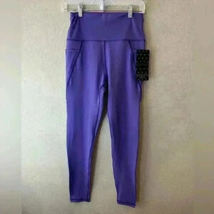 Vie Active Purple Solid Activewear Leggings sz L NWT